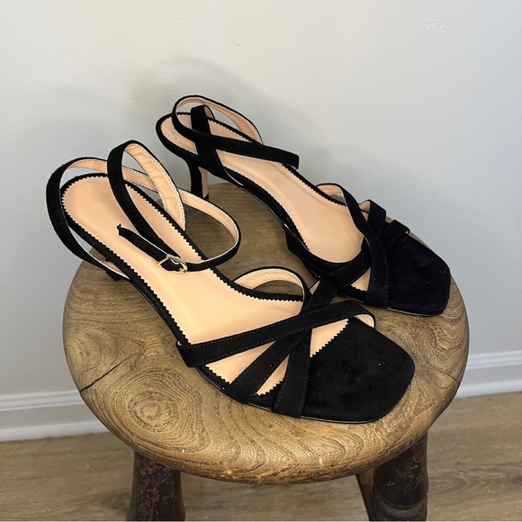 J. Crew Violetta Kitten-Heel Criscross Sandal Black Size 8.5 - Picture 3 of 9